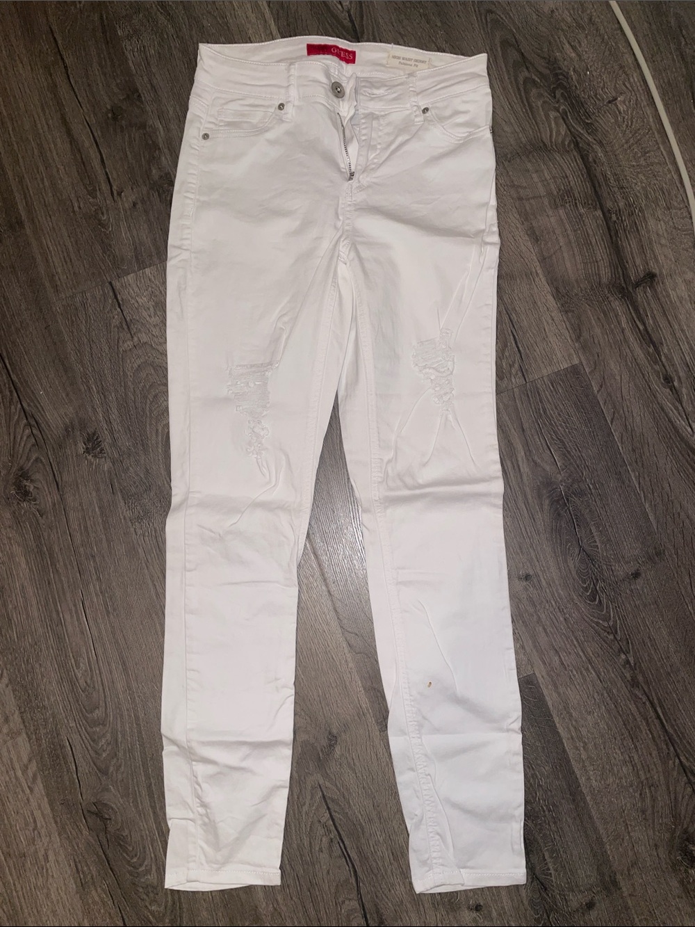 Guess White Distressed Skinny Jeans